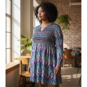 Laundry by Shelli Segal Purple and Teal Chevron Cover Up - P